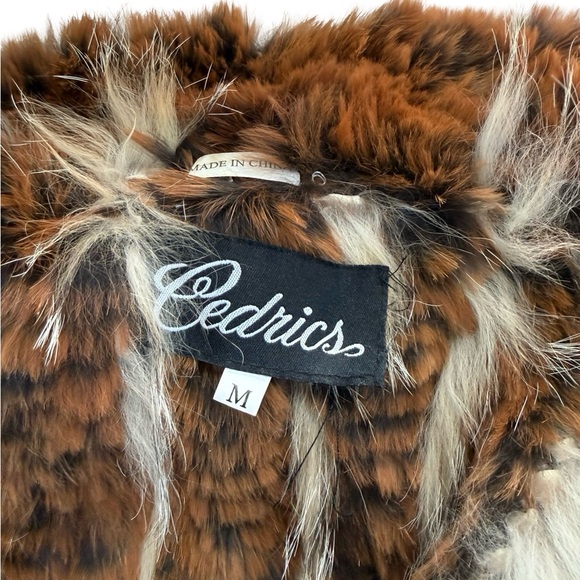 Cedrics Real Fur Feather Vest Brown Medium - Picture 10 of 11